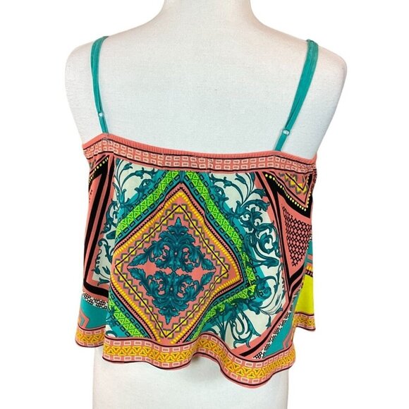 Billy By Flying Tomato Women's Scarf Print Cami Crop Top Adjustable Straps Color - Picture 4 of 7
